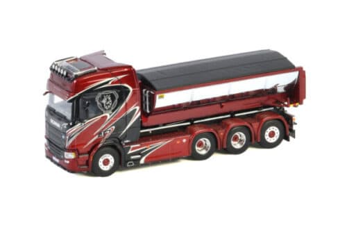 Wermelin Scania R Highline CR20H 8X4 Vrachtwagen met Haakarmsysteem en Asfaltcontainer WSI 01-3203
