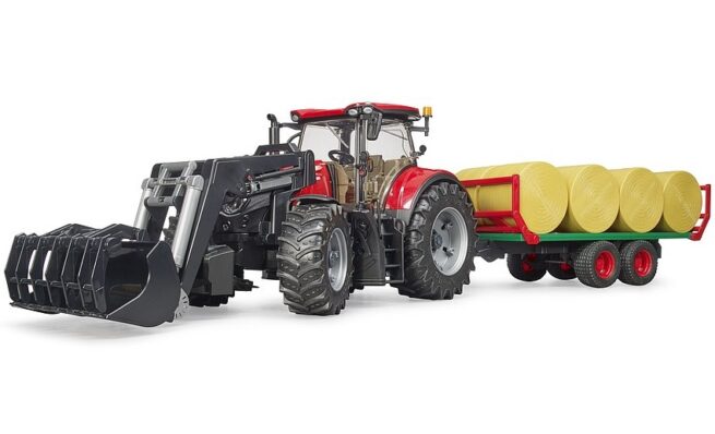 Bruder Case IH Optum 300 CVX met Voorlader en Balenwagen