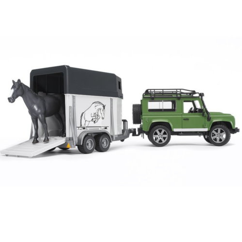 Bruder Land Rover Defender met Paardentrailer en Paard Bruder 2592