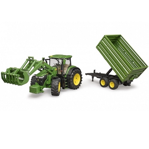 Bruder John Deere 7R 350 met Voorlader en Kiepaanhanger Bruder 3155