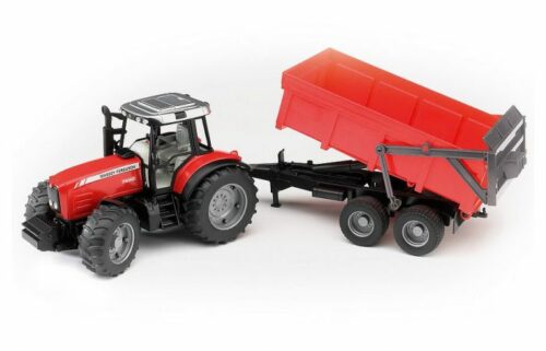 Bruder Massey Ferguson 7480 met Aanhanger Bruder 2045