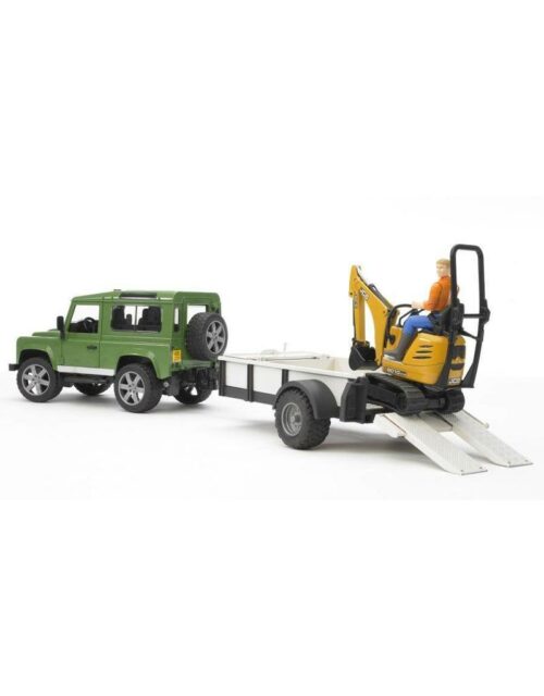 Bruder Landrover met Aanhanger en JCB Mini Graafmachine Bruder 2593