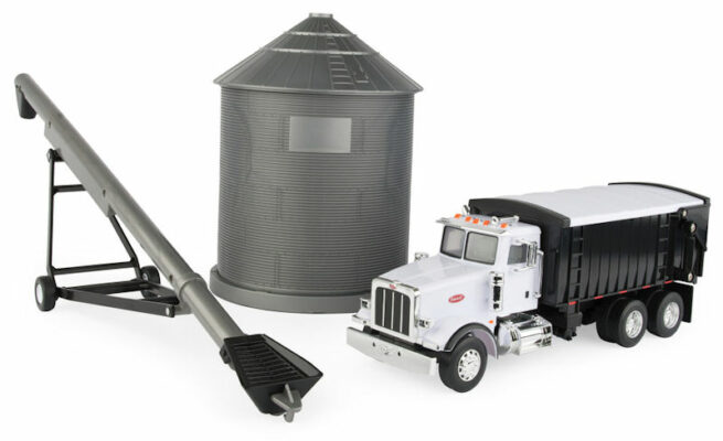 Peterbilt 367 Vrachtwagen met Graankist, Graanvijzel/lift en Graanbak/silo ERTL 46501